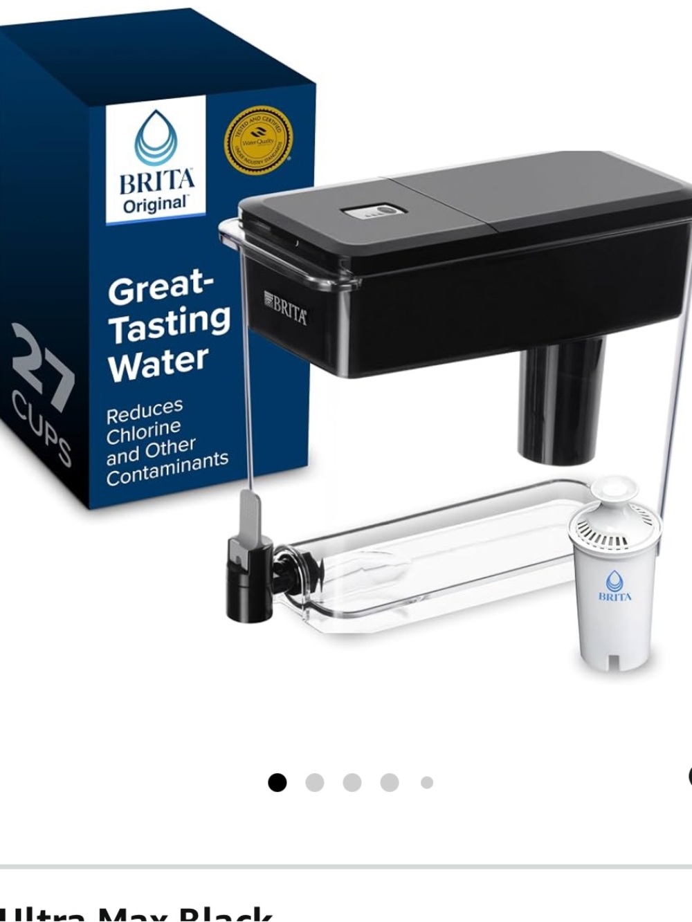 Brita UltraMax 27 Cup Water Dispenser Black w/ BritaPlus Filter New